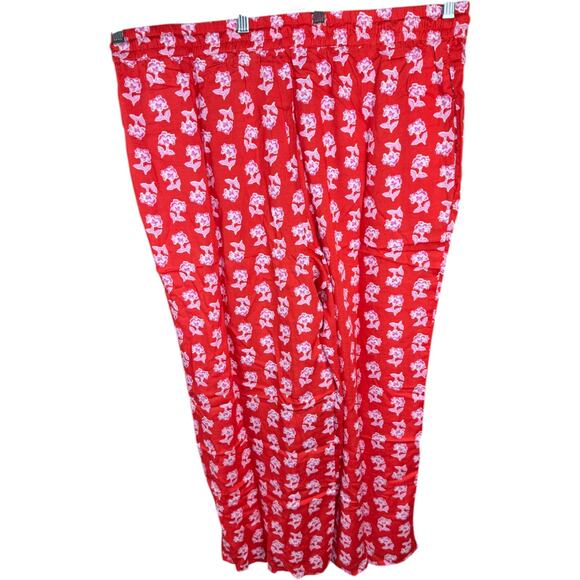 Candace Cameron Bure 1XP Floral Wide Leg Pants Stretchy Modal Spandex Red - Picture 6 of 9